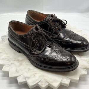 Stafford Executive Sz 9.5M Oxford Burgundy Leather Wingtip Brogue Lace Shoes